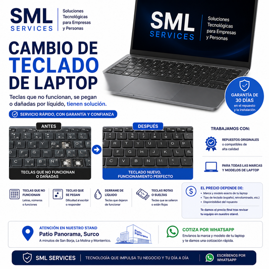 Cambio de Teclado de Laptop en Surco
