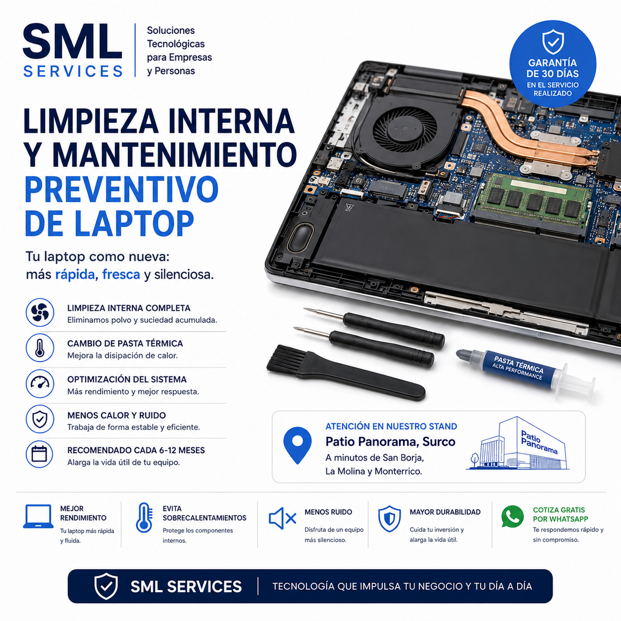 Limpieza y Mantenimiento de Laptops en Surco