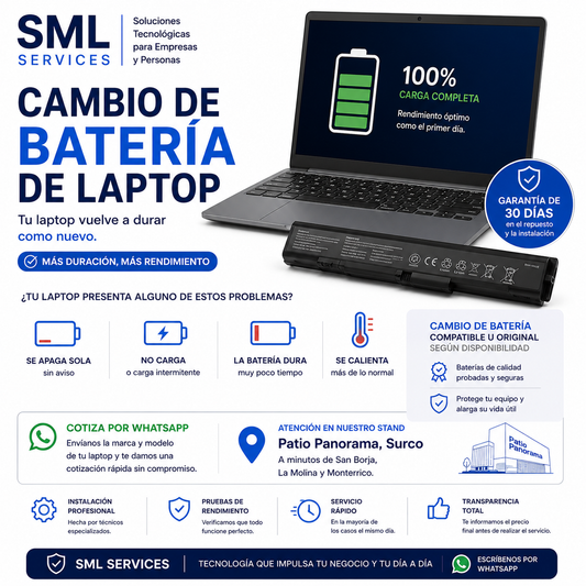 Cambio de Batería de Laptop en Surco